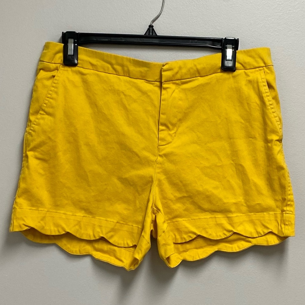 Cynthia Rowley Bright Yellow Scallop Hem Women's Shorts size 8
